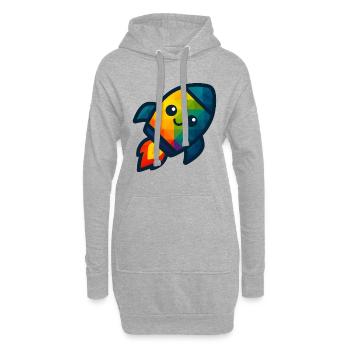 WPAP Polygon Kawaii Stil Baby Spielzeug Rakete - Hoodie-Kleid - Grau meliert - Vorne