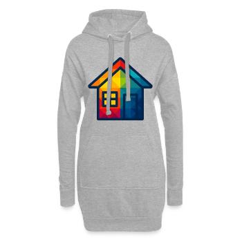 WPAP Polygon Kawaii Stil Baby Spielzeug Haus - Hoodie-Kleid - Grau meliert - Vorne