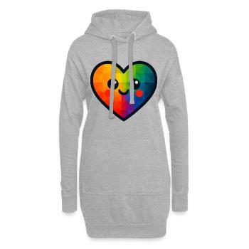 WPAP Polygon Kawaii Stil Baby Spielzeug Herz - Hoodie-Kleid - Grau meliert - Vorne
