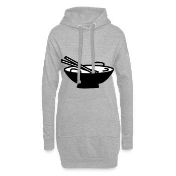 nourriture asiatique - Sweat-shirt à capuche long Femme - gris chiné - Devant