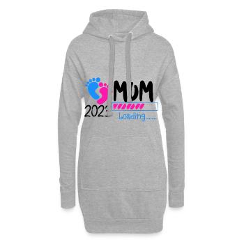 Maman chargeant 2023, future maman 2023 - Sweat-shirt à capuche long Femme - gris chiné - Devant