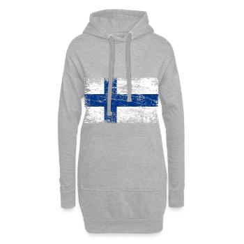 Drapeau de la Finlande - Sweat-shirt à capuche long Femme - gris chiné - Devant