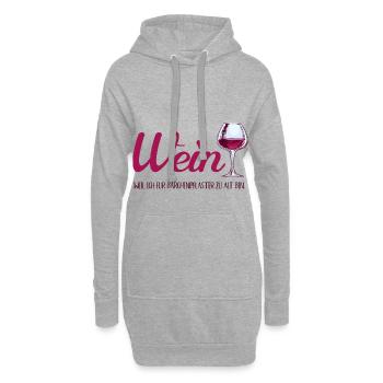 Wein Weintrinker Weinliebhaber Weinfreundin lustig - Hoodie-Kleid - Grau meliert - Vorne