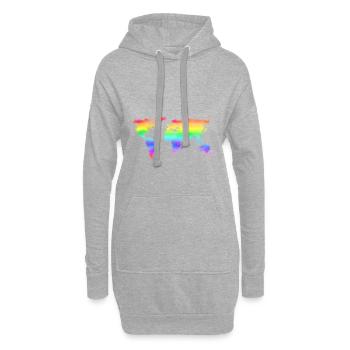 Regenbogenweltkarte - bunte, abstrakte Weltkarte - Hoodie-Kleid - Grau meliert - Vorne