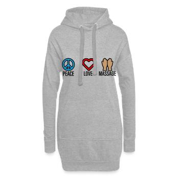Massage Paix Amour 2 - Sweat-shirt à capuche long Femme - gris chiné - Devant
