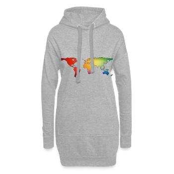 Weltkugel - Globus - Vielfalt - Hoodie-Kleid - Grau meliert - Vorne