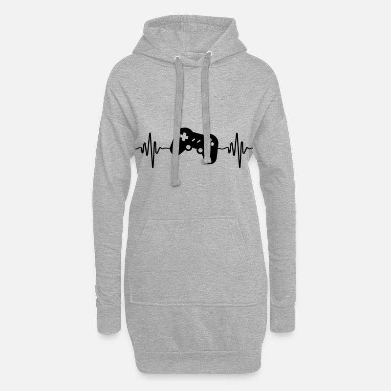 gamer controller puls - Hoodie-Kleid - Grau meliert