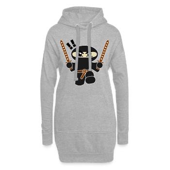 Chevalier Ninja - Sweat-shirt à capuche long Femme - gris chiné - Devant