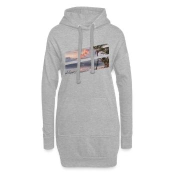 Plage avec palmiers - Sweat-shirt à capuche long Femme - gris chiné - Devant