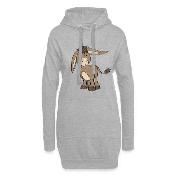 Idée cadeau unique d'âne de licorne / corne d'âne - Sweat-shirt à capuche long Femme - gris chiné - Devant