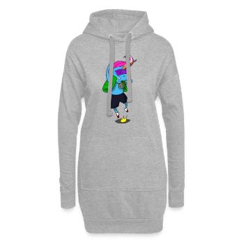 Conte de fées Licorne Idée cadeau coloré - Sweat-shirt à capuche long Femme - gris chiné - Devant