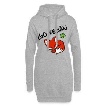 Go Vegan Fox - Vegan Geschenkidee mit süßem Fuchs - Hoodie-Kleid - Grau meliert - Vorne