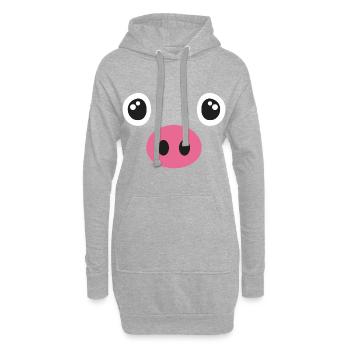 Costume de cochon - Sweat-shirt à capuche long Femme - gris chiné - Devant