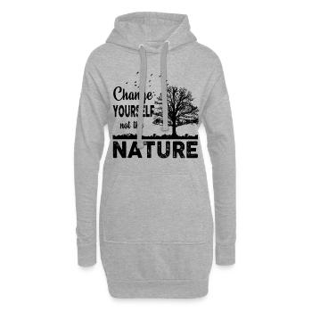 Change Yourself Not Nature - Hoodie-Kleid - Grau meliert - Vorne