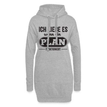 Ich liebe es, wenn ein Plan funktioniert! - Hoodie-Kleid - Grau meliert - Vorne
