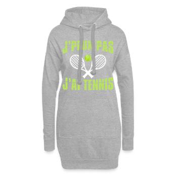 j'peux pas j'ai tennis. Humour fans de Tennis - Sweat-shirt à capuche long Femme - gris chiné - Devant