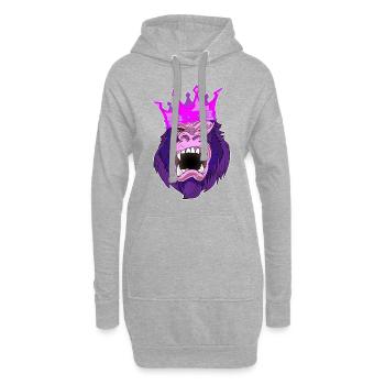 gorille rose - Sweat-shirt à capuche long Femme - gris chiné - Devant