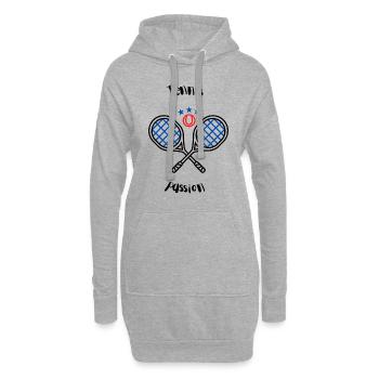 raquette de tennis tennis passion - Sweat-shirt à capuche long Femme - gris chiné - Devant
