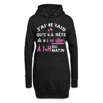 J'aimerais qu'on arrête de me réveiller à 14h. - Sweat-shirt à capuche long Femme - noir - Devant