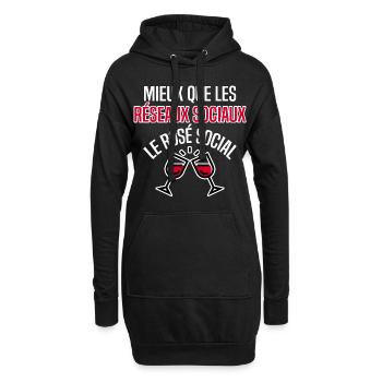Mieux que les réseaux sociaux, le rosé social. - Sweat-shirt à capuche long Femme - noir - Devant