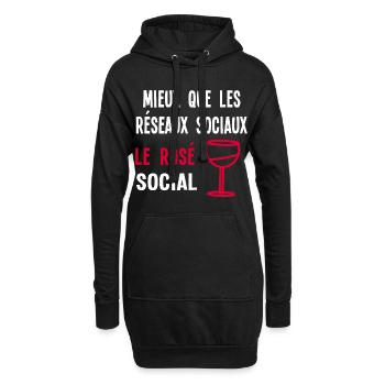 Mieux que les réseaux sociaux, le rosé social. - Sweat-shirt à capuche long Femme - noir - Devant