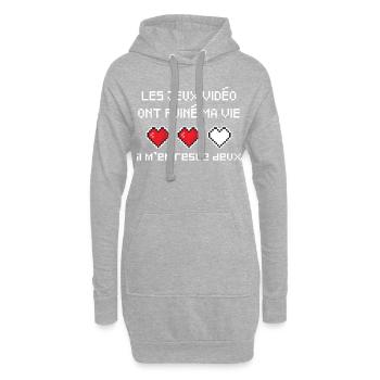Les jeux vidéo ont ruiné ma vie Humour Geek.Gaming - Sweat-shirt à capuche long Femme - gris chiné - Devant