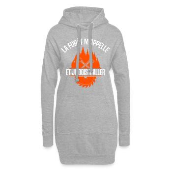 La forêt m'appelle et je dois y aller. Bûcheron - Sweat-shirt à capuche long Femme - gris chiné - Devant