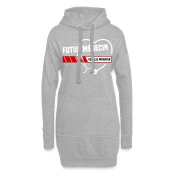 futur médecin. Veuillez patienter. Humour santé - Sweat-shirt à capuche long Femme - gris chiné - Devant