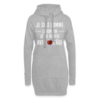 Je suis comme le bon vin humour âge anniversaire - Sweat-shirt à capuche long Femme - gris chiné - Devant