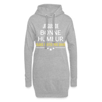 je suis de bonne humeur alors faites pas chier - Sweat-shirt à capuche long Femme - gris chiné - Devant
