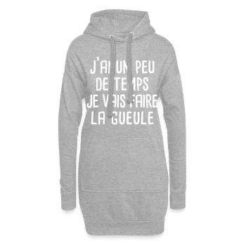 j'ai un peu de temps je vais faire la gueule. - Sweat-shirt à capuche long Femme - gris chiné - Devant