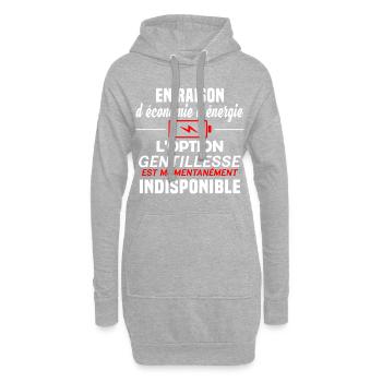 En raison d'économie d'énergie. Humour humeur - Sweat-shirt à capuche long Femme - gris chiné - Devant