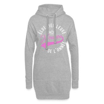élue meilleure nounou de l'année. Humour garderie - Sweat-shirt à capuche long Femme - gris chiné - Devant