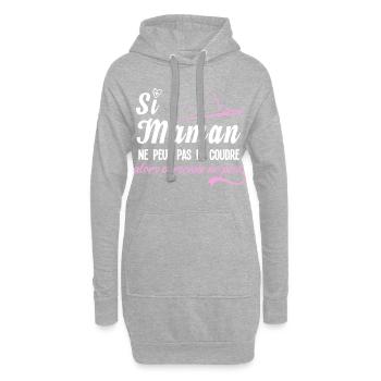 Si maman ne peut pas le coudre, humour couture - Sweat-shirt à capuche long Femme - gris chiné - Devant