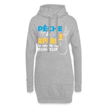 Pêche et apéro, la recette du bonheur humour pêche - Sweat-shirt à capuche long Femme - gris chiné - Devant