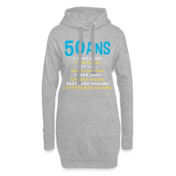 50 ans humour anniversaire, date de naissance. âge - Sweat-shirt à capuche long Femme - gris chiné - Devant