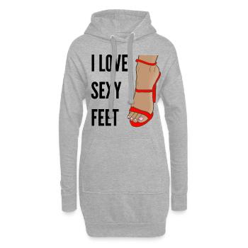 I love sexy Feet - Hoodie-Kleid - Grau meliert - Vorne