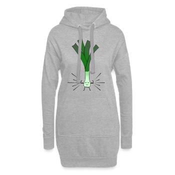 Poireau Biceps Bodybuilding Pose - Sweat-shirt à capuche long Femme - gris chiné - Devant