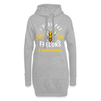 J'peux pas j'ai des frelons à exterminer. Humour - Sweat-shirt à capuche long Femme - gris chiné - Devant