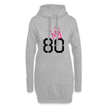 80. Geburtstag - 80 Krone - 80 Jahre alt - Hoodie-Kleid - Grau meliert - Vorne