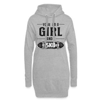 Skater Girl Mädchen Longboard Skaten Geschenk - Hoodie-Kleid - Grau meliert - Vorne