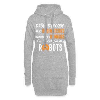 Humour ordinateurs robots informatique, époque - Sweat-shirt à capuche long Femme - gris chiné - Devant