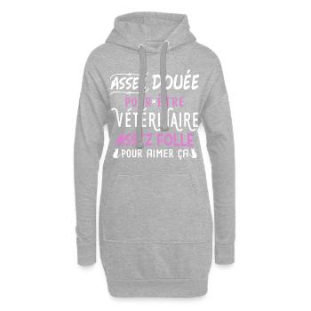 Humour métier vétérinaire Idée cadeau femme drôle - Sweat-shirt à capuche long Femme - gris chiné - Devant