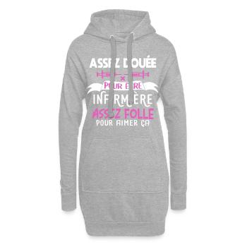 Assez douée pour être infirmière. Humour métier - Sweat-shirt à capuche long Femme - gris chiné - Devant