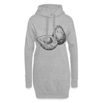 Avocado Motiv - Hoodie-Kleid - Grau meliert - Vorne