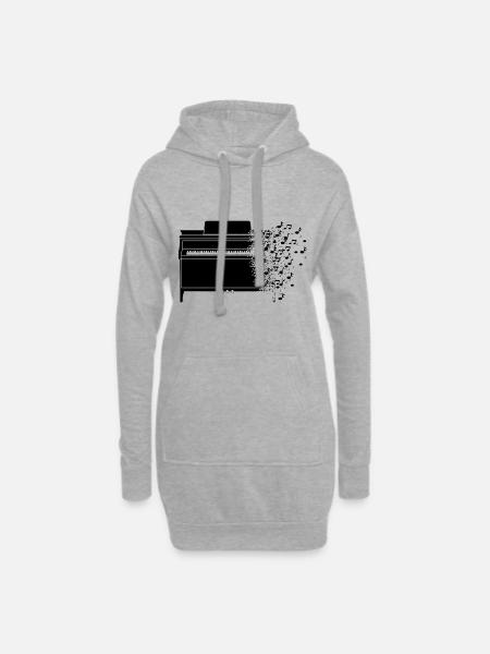Piano Fading Klavier Noten Geschenk Instrument - Hoodie-Kleid - Grau meliert