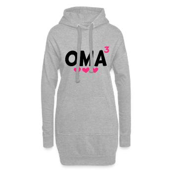 Dreifache Oma - Oma hoch Drei - Hoodie-Kleid - Grau meliert - Vorne