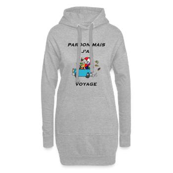 Pardon mais j'ai voyage - Sweat-shirt à capuche long Femme - gris chiné - Devant