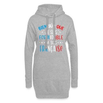 France française humour pays idée cadeau région - Sweat-shirt à capuche long Femme - gris chiné - Devant