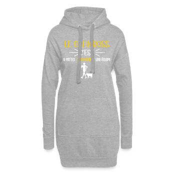 Canicross sport chien, idée cadeau sportifs humour - Sweat-shirt à capuche long Femme - gris chiné - Devant